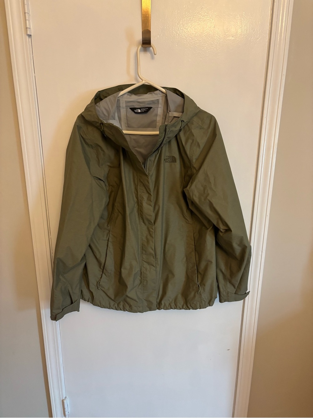 The North Face Women's Olive Green Hooded Rain Jacket XL